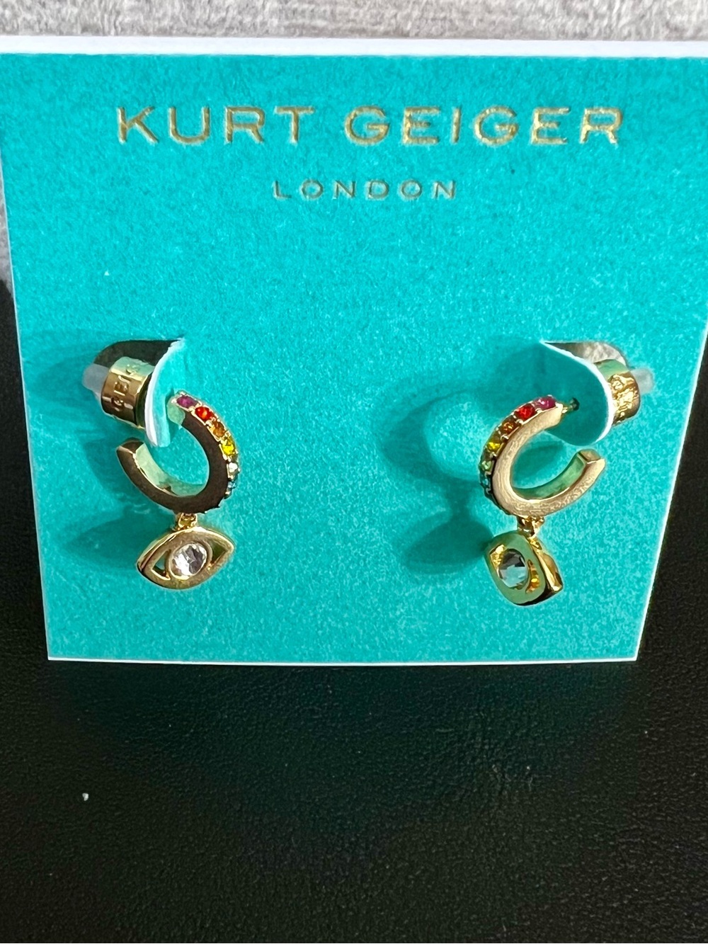 KURT GEIGER LONDON Evil Eye Crystal Huggie Hoop Earrings